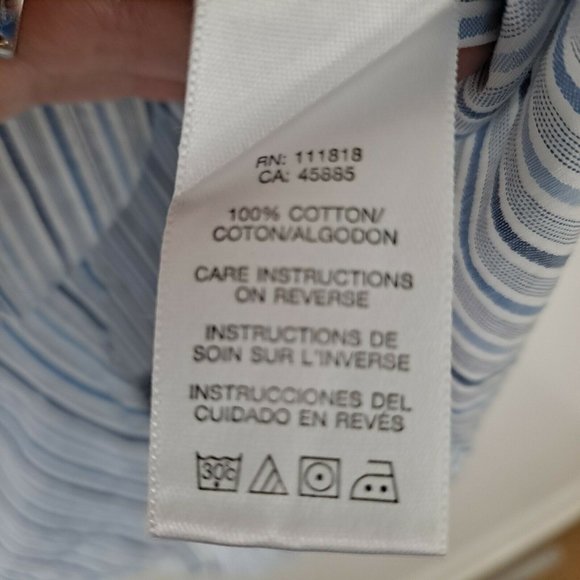 Michael by Michael Kors  Men's Button Down Long Sleeve Shirt Navy Blue White XL - Picture 6 of 8